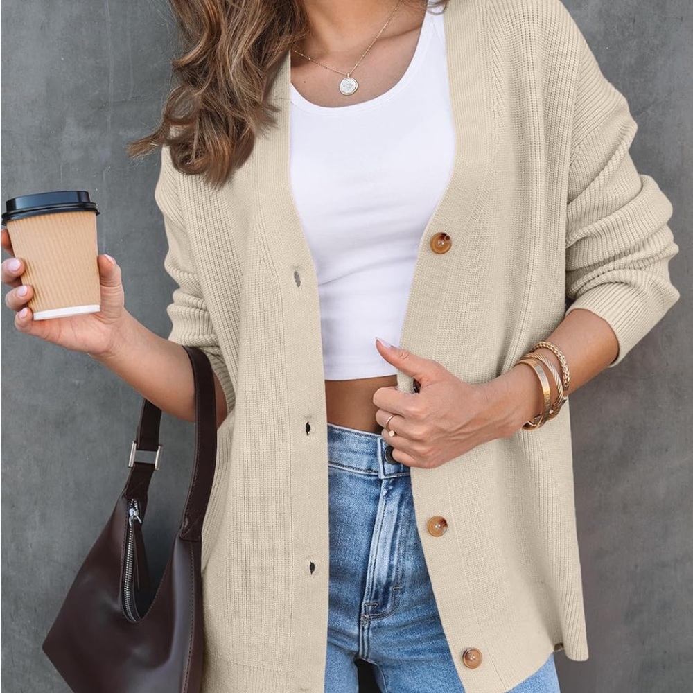Cream Knit Oversized Cardigan